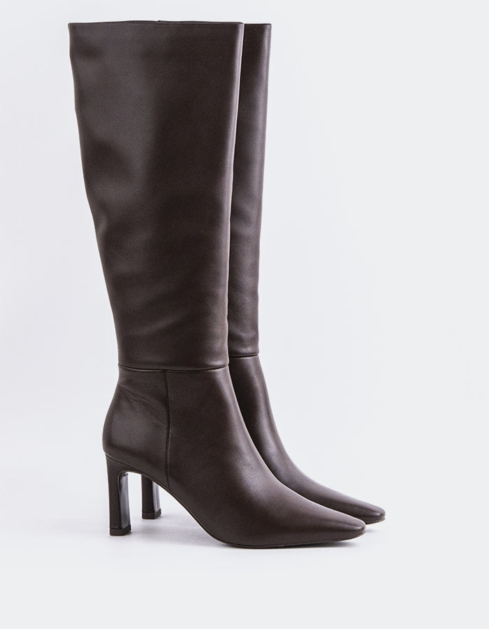 L'INTERVALLE Murazzi Bottes hautes à talons hauts pour femmes Brun