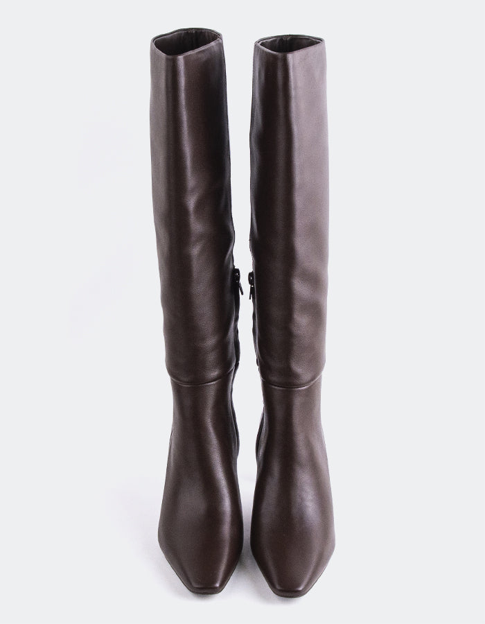 L'INTERVALLE Murazzi Bottes hautes à talons hauts pour femmes Brun