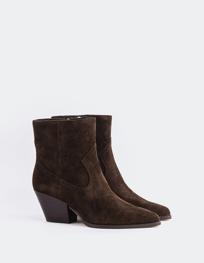 SHELLY SHEN Nashira Bottines western pour femme Brun Suède
