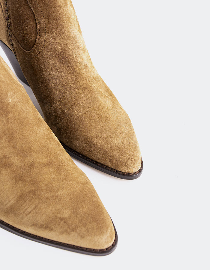 SHELLY SHEN Nashira Bottines western pour femmes Amande Suède