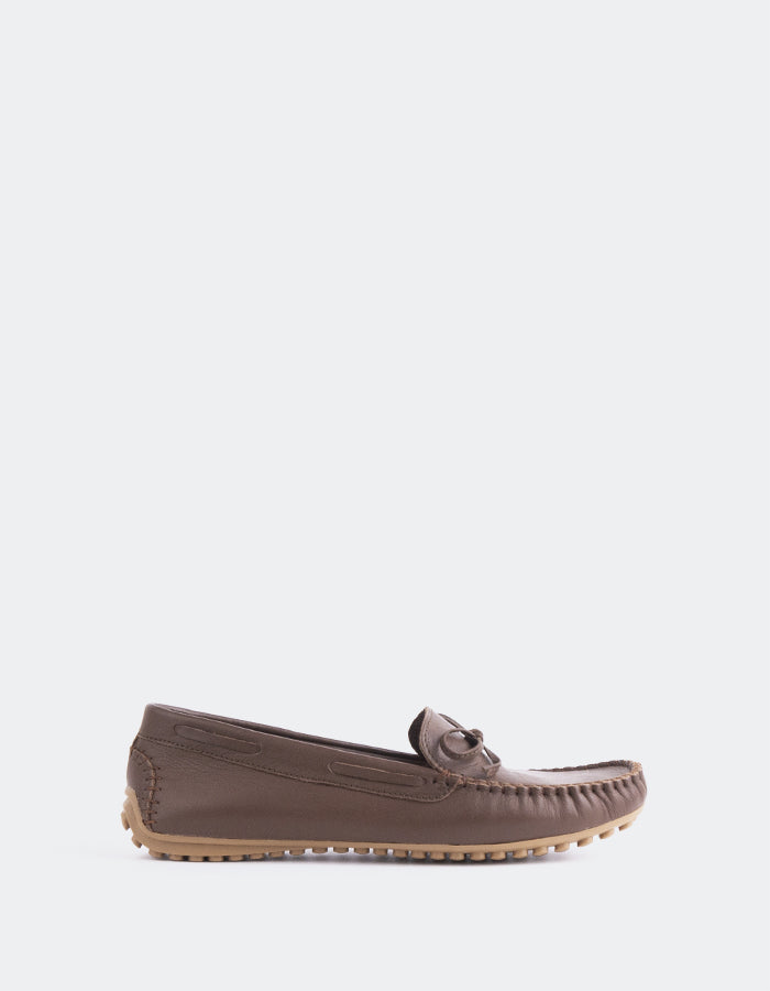 L'INTERVALLE Nhuna Femme Boat Chaussure Loafer Brun Cuir