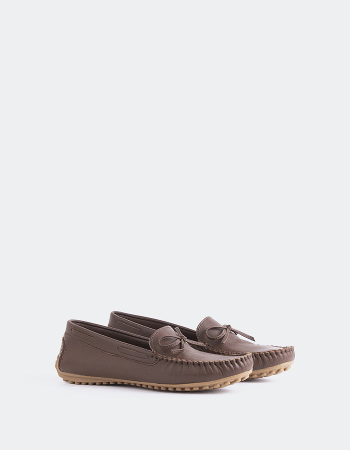 L'INTERVALLE Nhuna Women's Boat Shoe Loafer Brown Leather