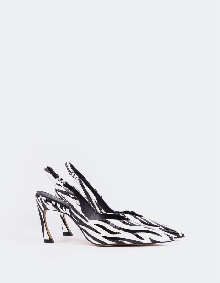 L'INTERVALLE Norwida Women's Slingback Shoe Zebra Naplack