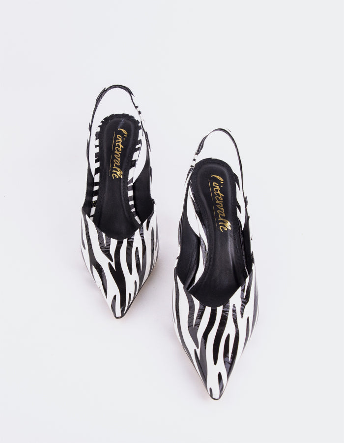 L'INTERVALLE Norwida Women's Slingback Shoe Zebra Naplack
