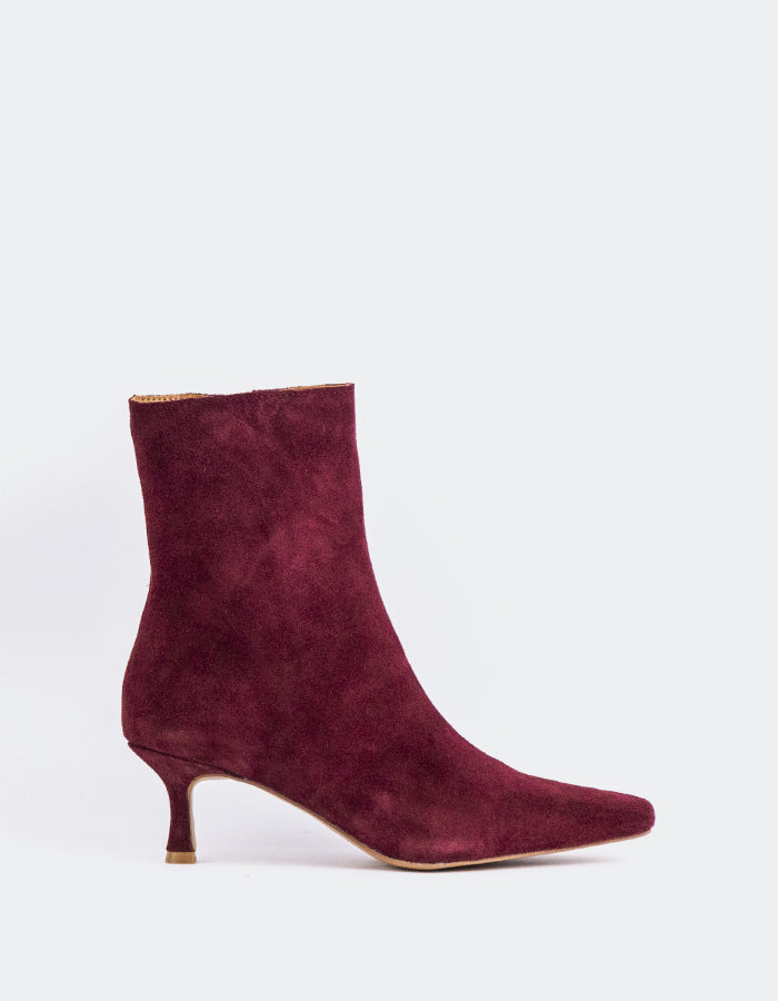 L'INTERVALLE Nosara Women's Ankle Boots Burgundy Suede