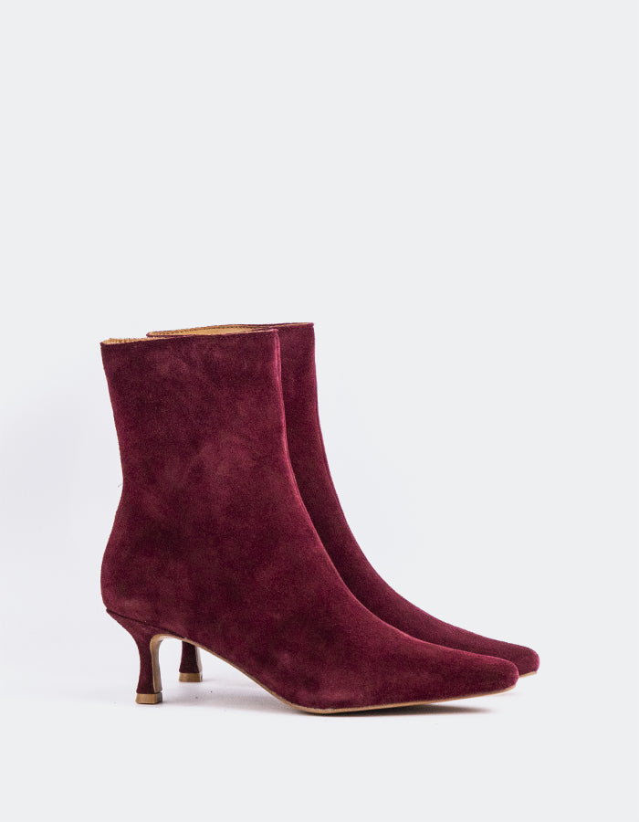 L'INTERVALLE Nosara Women's Ankle Boots Burgundy Suede