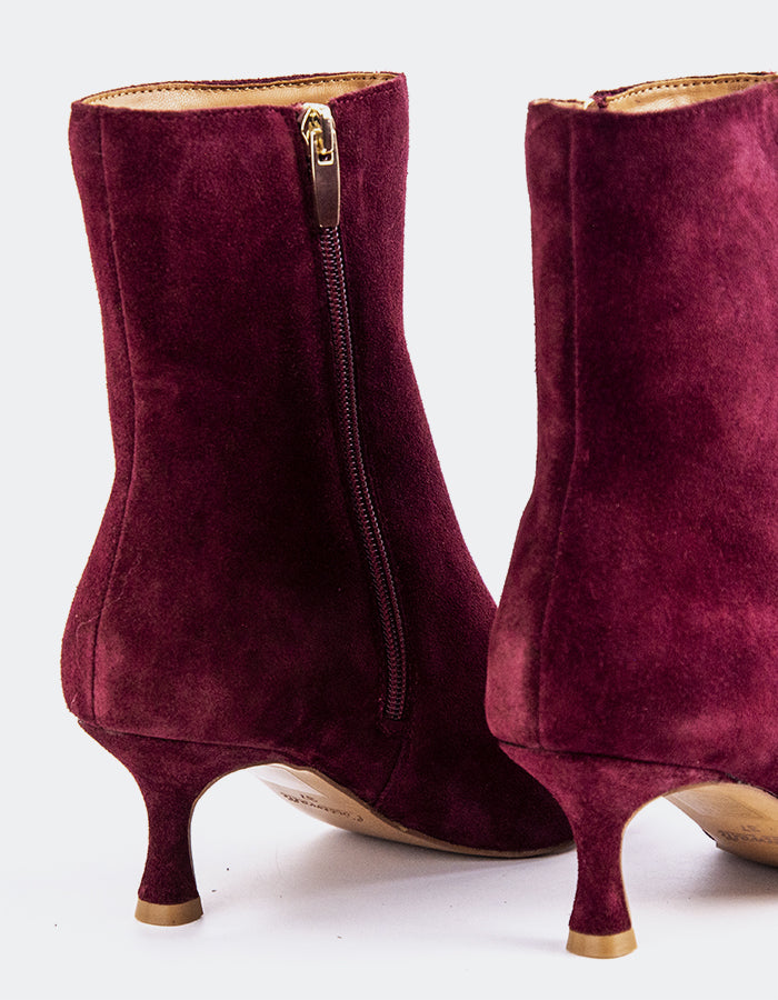 L'INTERVALLE Nosara Women's Ankle Boots Burgundy Suede