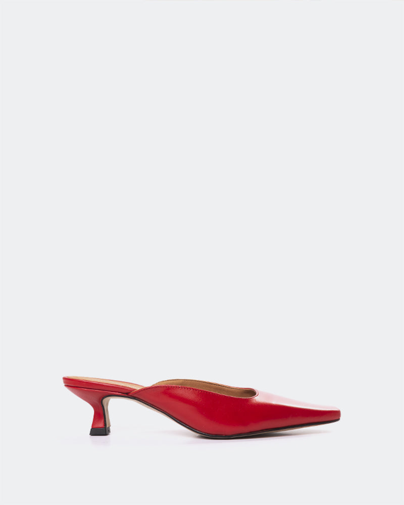 L'INTERVALLE Nostrand Women's Shoe Mid Heel Mule Red Leather