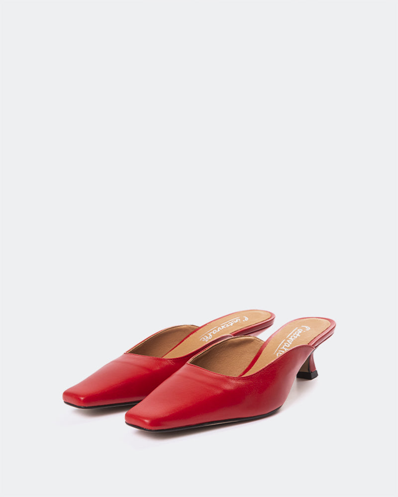 L'INTERVALLE Nostrand Women's Shoe Mid Heel Mule Red Leather