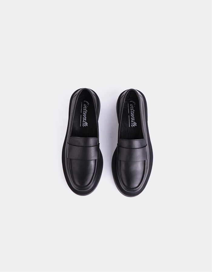 L'INTERVALLE Novee Women's Penny Loafers Black Leather