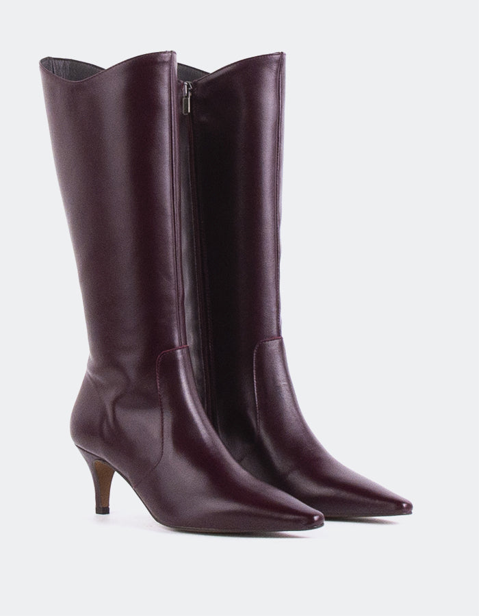 L'INTERVALLE Odyssia Women's High Shaft Boots Burgundy Leather