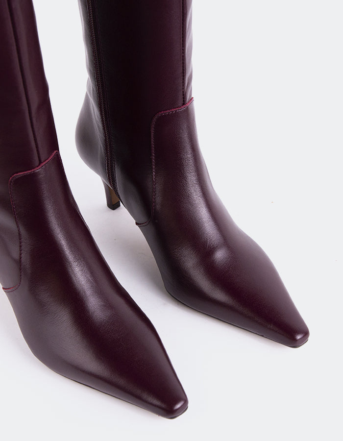 L'INTERVALLE Odyssia Bottes à tige haute Bottes Bordeaux Cuir (7126287482960)