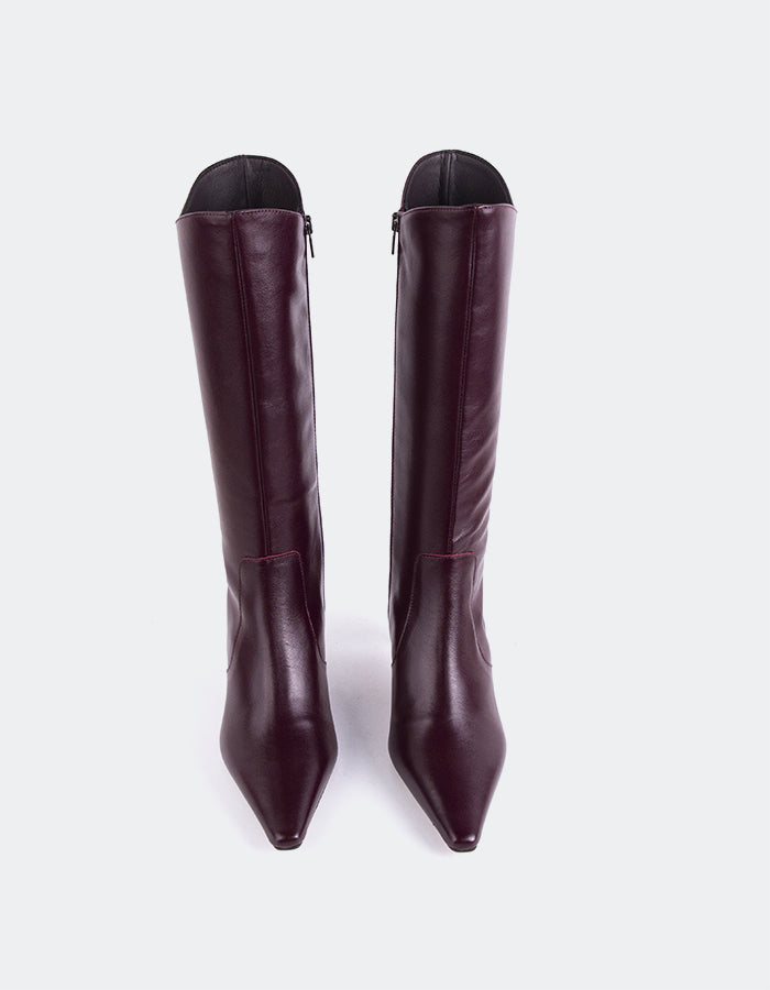 L'INTERVALLE Odyssia Women's High Shaft Boots Burgundy Leather