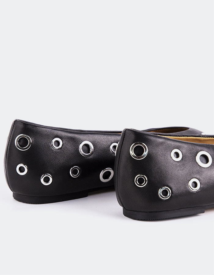 L'INTERVALLE Ohrid Femmes Ballet Chaussures plates Noir Cuir