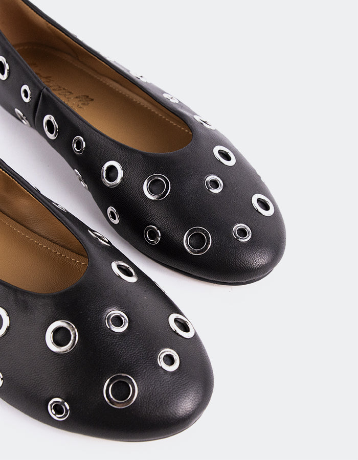 L'INTERVALLE Ohrid Femmes Ballet Chaussures plates Noir Cuir