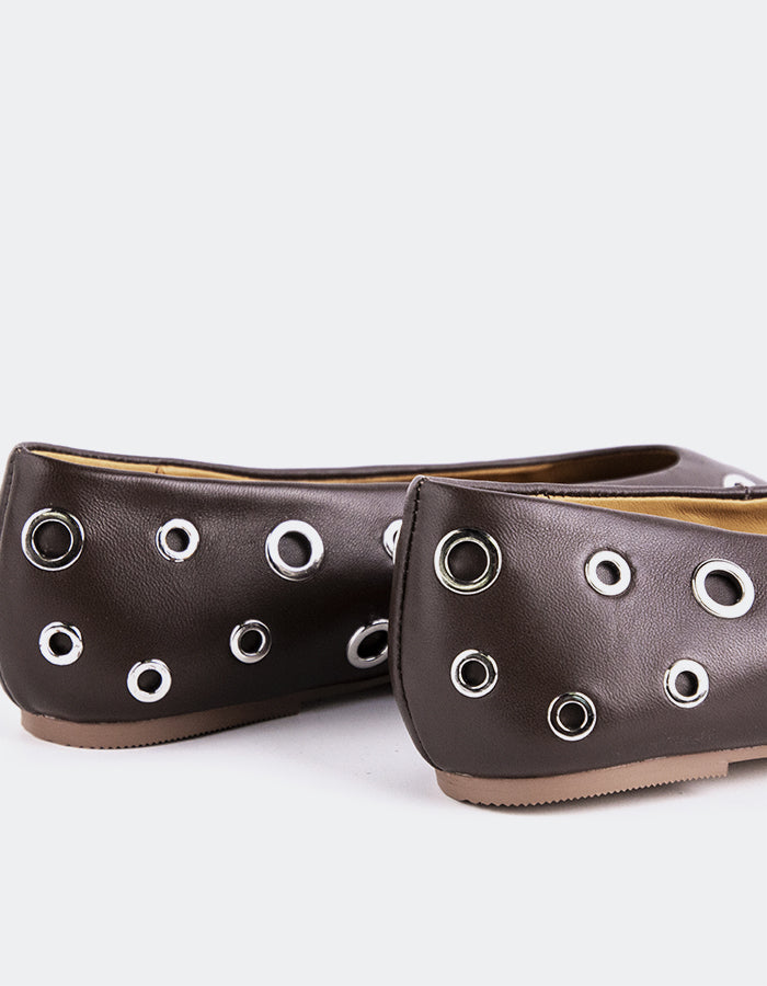 L'INTERVALLE Ohrid Femmes Ballet Chaussures plates Brun Cuir