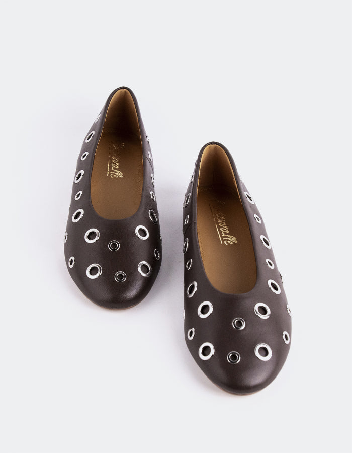L'INTERVALLE Ohrid Femmes Ballet Chaussures plates Brun Cuir