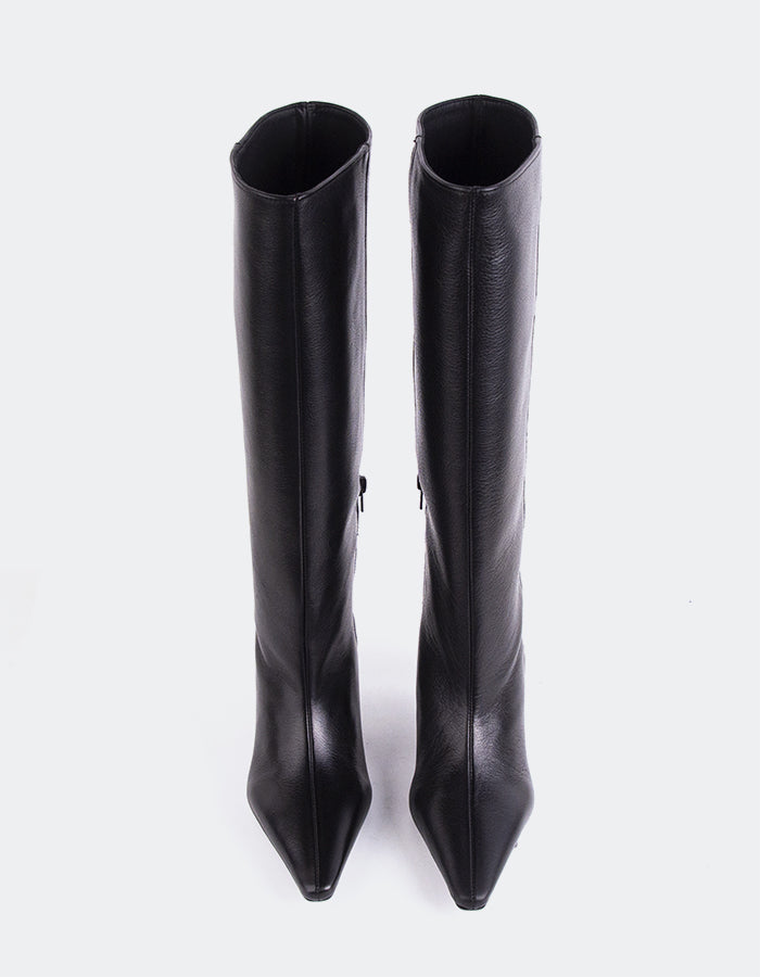 L'INTERVALLE Ostara Bottes à tige haute Kitten Heel Boots Noir Leather (7136266780752)