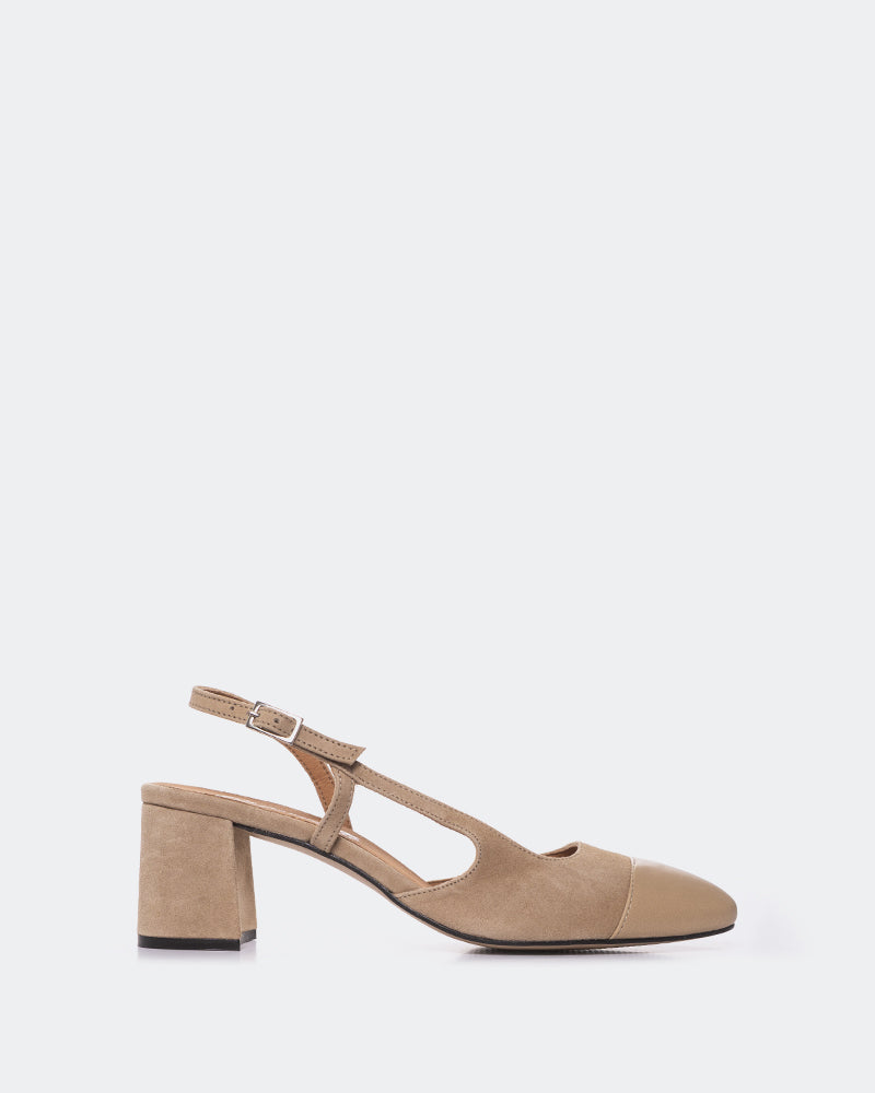 L'Intervalle Paris Women's Slingback Taupe Suede Leather