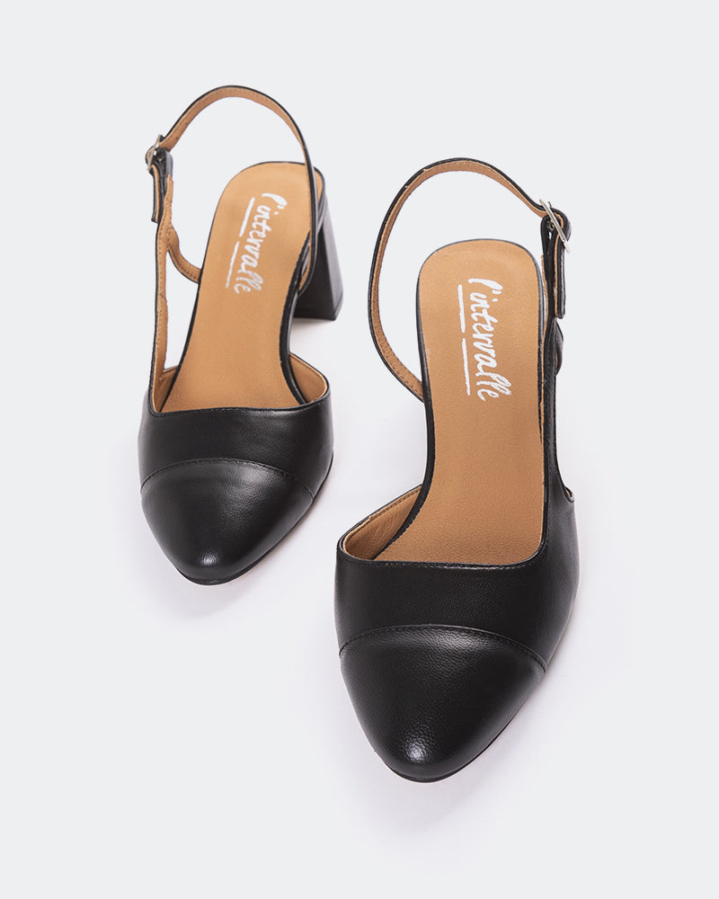 L'Intervalle Paris Women's Shoe Slingback Black Leather