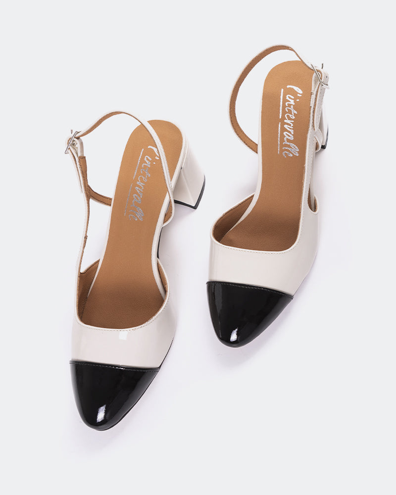 L'Intervalle Paris Women's Shoe Slingback Off White Patent Leather