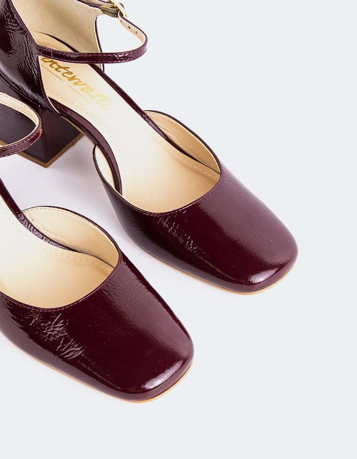L'INTERVALLE Parenna Women's Ankle Strap Pumps Burgundy Naplack