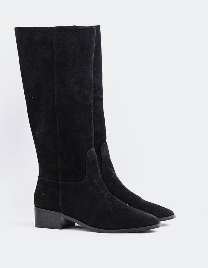 SHELLY SHEN Parrita Bottes hautes pour femmes Noir Suède