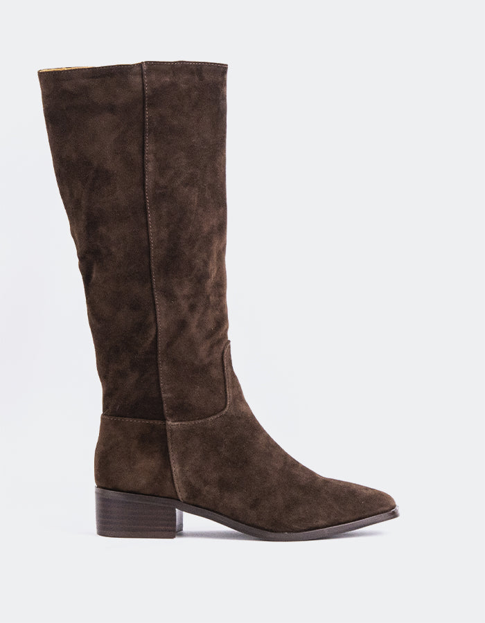 SHELLY SHEN Parrita Bottes hautes pour femmes Chocolat Suède