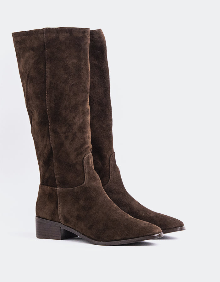 SHELLY SHEN Parrita Bottes hautes pour femmes Chocolat Suède