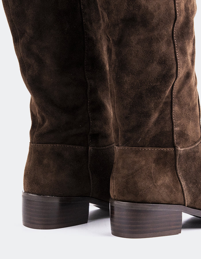 SHELLY SHEN Parrita Bottes hautes pour femmes Chocolat Suède