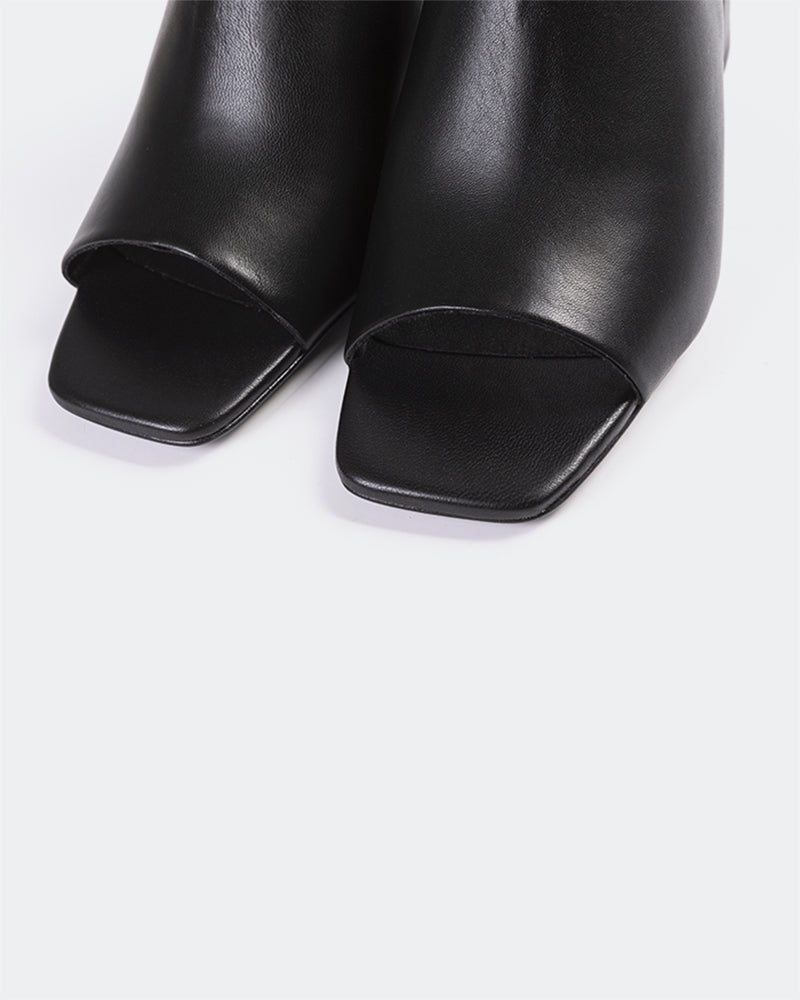 L'INTERVALLE Pelham Women's Sandal Mid Heel Mules Black Leather