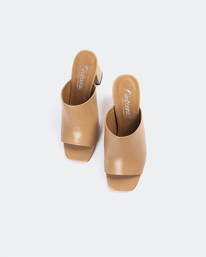 L'INTERVALLE Pelham Women's Sandal Mid Heel Mules Camel Leather