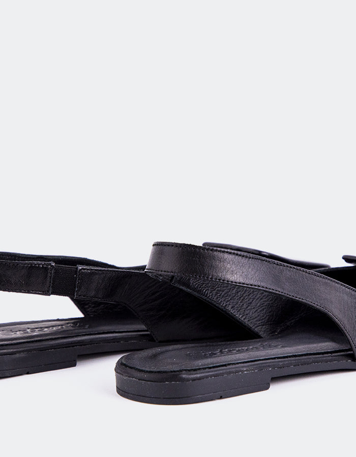 L'INTERVALLE Philema Escarpins à Bride Arrière Shoe Noir Leather