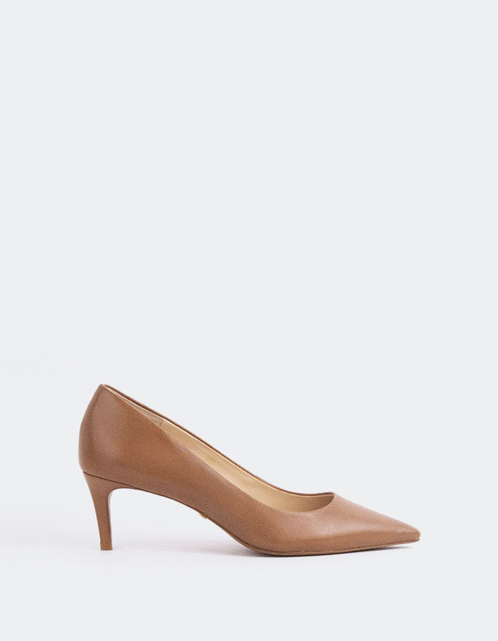 L'INTERVALLE Phlox Women's Kitten Heel Pumps Brown Leather