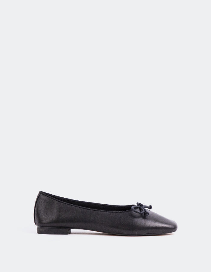 SHELLY SHEN Phyleus Women's Ballerina Flat Shoe Black Leather