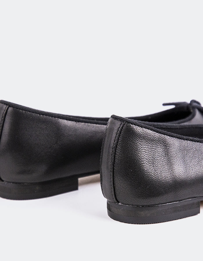 SHELLY SHEN Phyleus Women's Ballerina Flat Shoe Black Leather