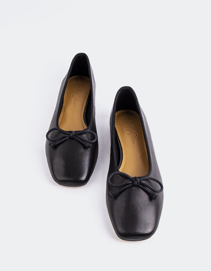 SHELLY SHEN Phyleus Women's Ballerina Flat Shoe Black Leather