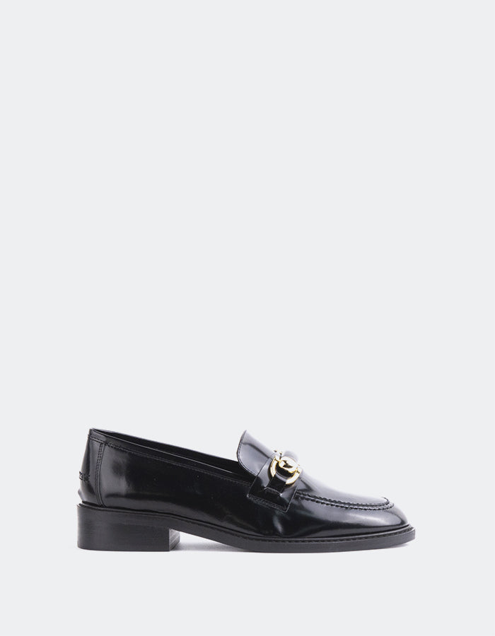 L'INTERVALLE Prato Women's Loafers Black Leather