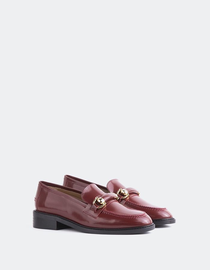 L'INTERVALLE Prato Mocassins pour femmes Bordeaux Cuir (7106079490128)