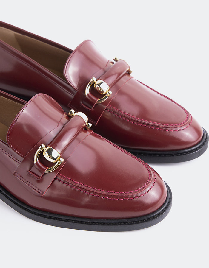 L'INTERVALLE Prato Women's Loafers Burgundy Leather