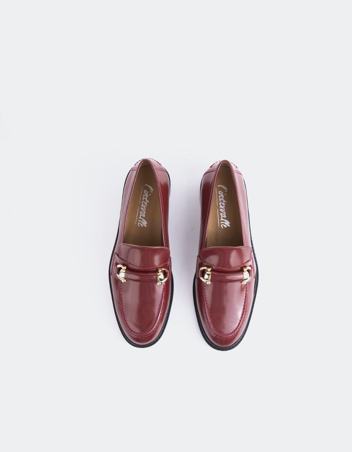 L'INTERVALLE Prato Women's Loafers Burgundy Leather