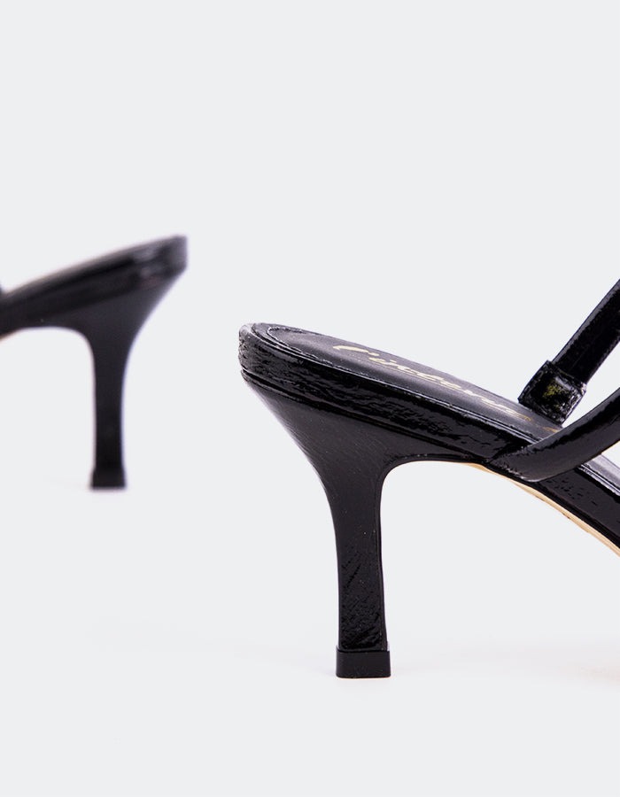 L'INTERVALLE Pretty Sandales mules à double bride pour femmes Noir Naplack