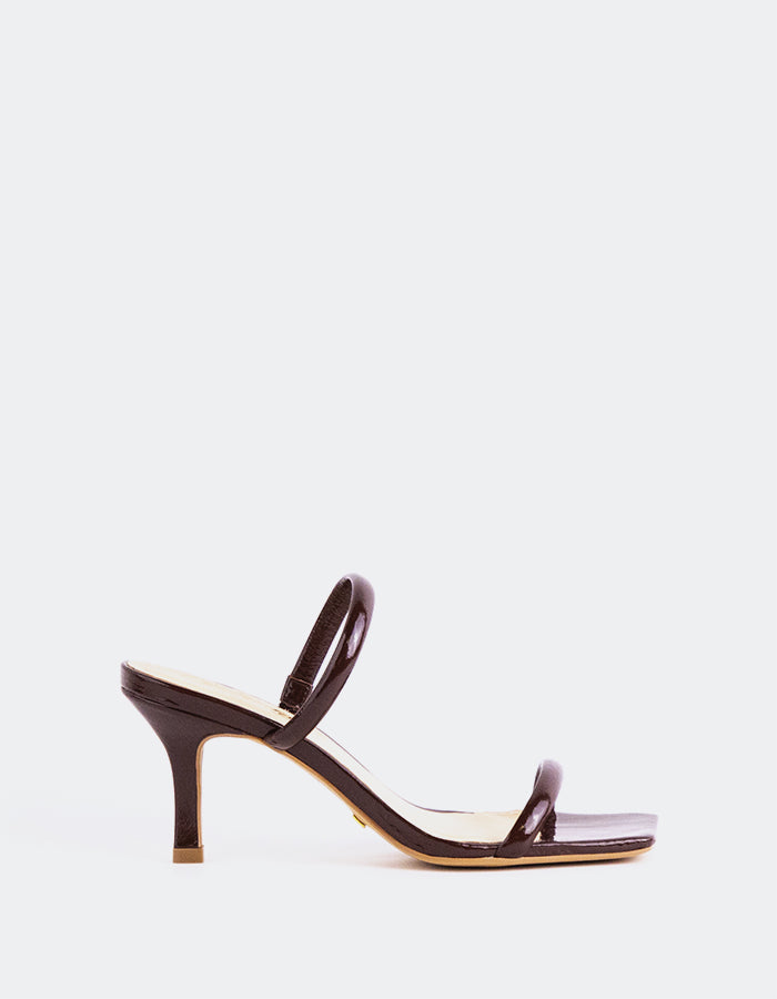 L'INTERVALLE Pretty Sandales mules à double bride pour femmes Brun Naplack