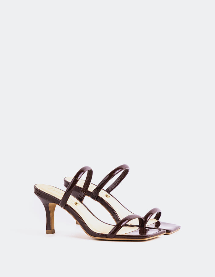 L'INTERVALLE Pretty Sandales mules à double bride pour femmes Brun Naplack