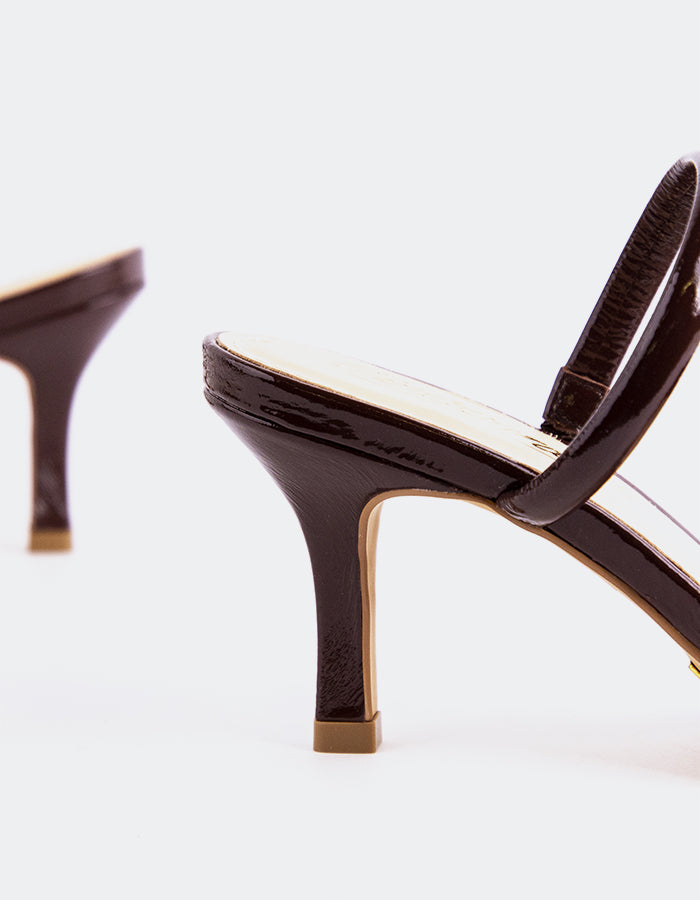 L'INTERVALLE Pretty Sandales mules à double bride pour femmes Brun Naplack