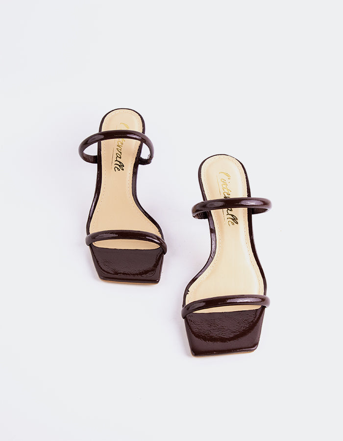 L'INTERVALLE Pretty Sandales mules à double bride pour femmes Brun Naplack