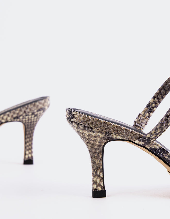 L'INTERVALLE Pretty Sandales mules à double bride pour femme Serpent naturel
