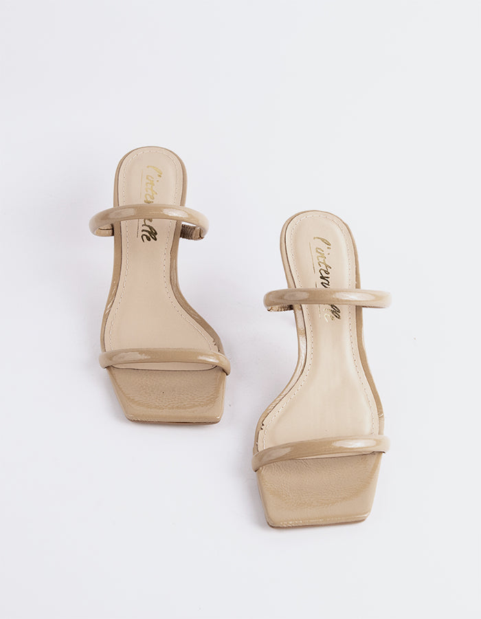 L'INTERVALLE Pretty Sandales mules à double bride pour femmes Nu Naplack
