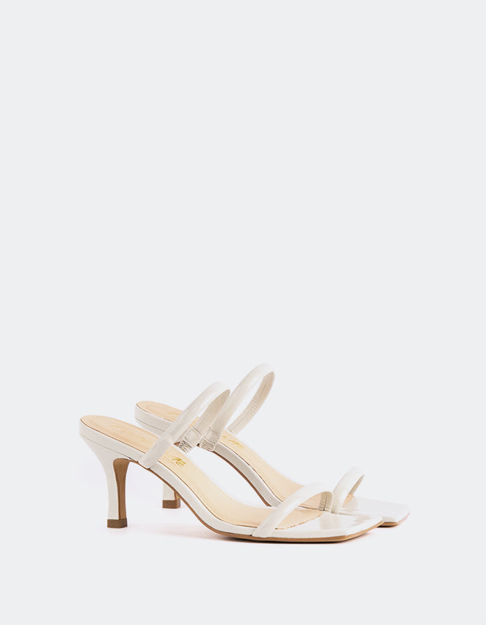 L'INTERVALLE Pretty Sandales mules à double bride pour femmes Blanc Cassé Naplack