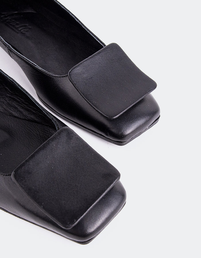 L'INTERVALLE Prianca Ballerine Femme Cuir Noir